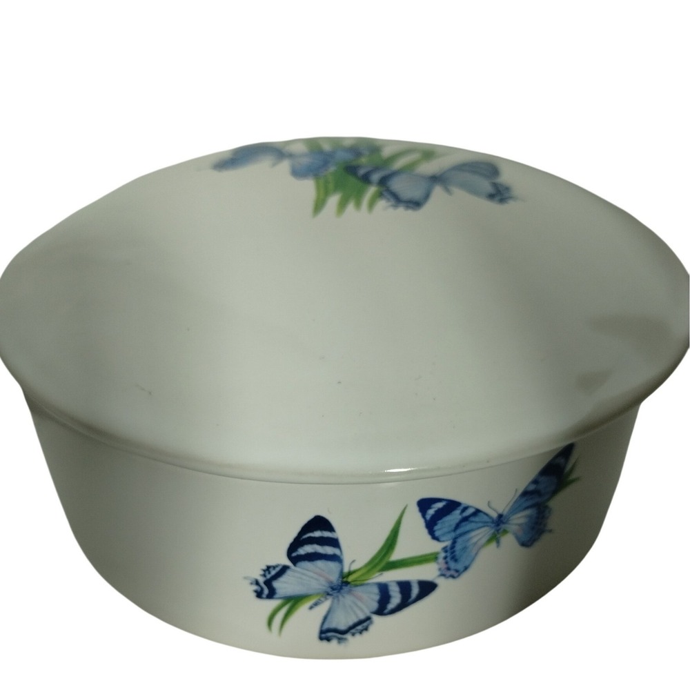 FTD Butterfly Trinket Box Lidded Ceramic‎ Keepsake Dish Made in Thailand